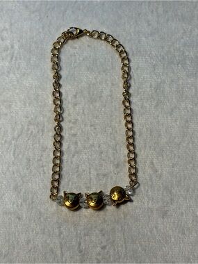 Gold Cat Charm Link Necklace - Women Jewelry